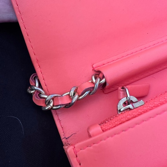Chanel candy orange patent wallet on chain with brushed gold hardware - Picture 13 of 16